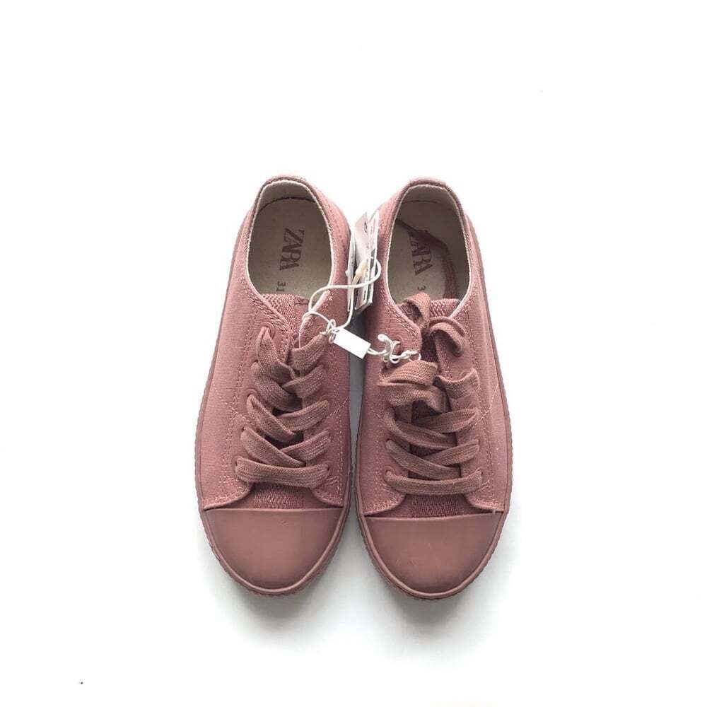 Zara NWT mauve canvas cap sneaker size 31(13.5 kids) - Picture 2 of 5